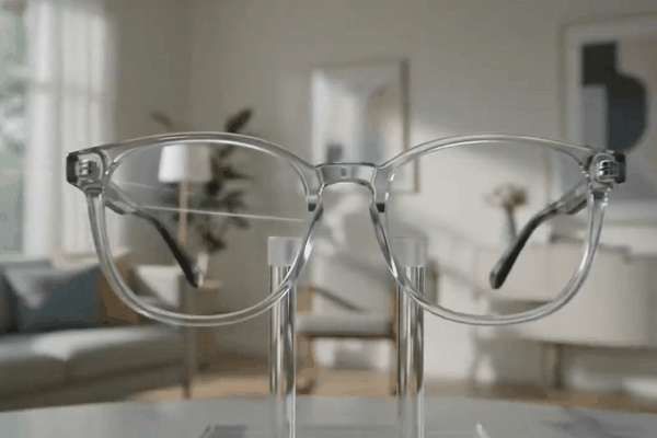 Photochromic lenses showing different tint levels as light conditions change
