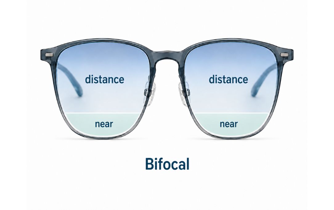Diagram showing bifocal lens viewing zones